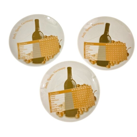 Wine Enthusiast ITALY SPAIN GERMANY Region Wine Dessert Cheese Plates – Set of 3 - Picture 1 of 11